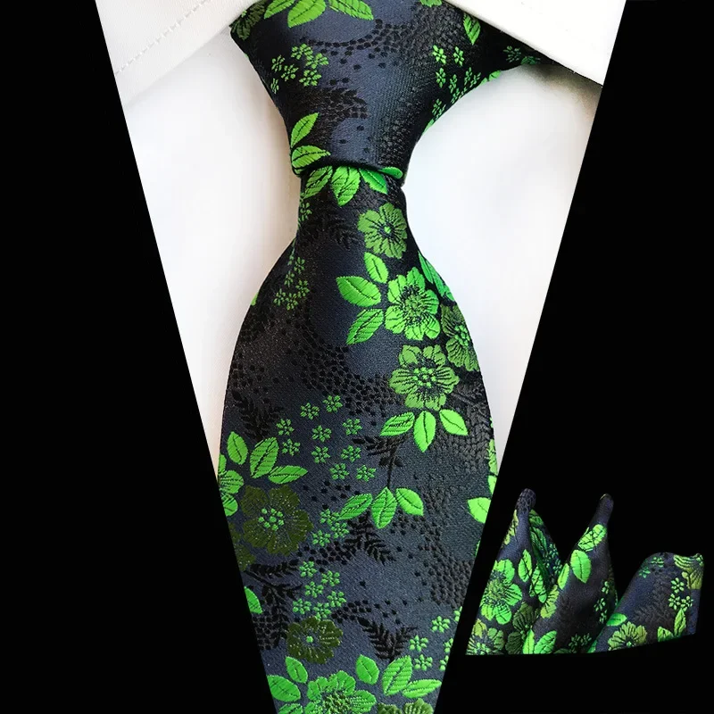 67 Colors Tie Handkerchief Set for Man 8cm Jacquard Necktie Paisley Flower Floral Neck Tie Set Wedding Evening Party Gift