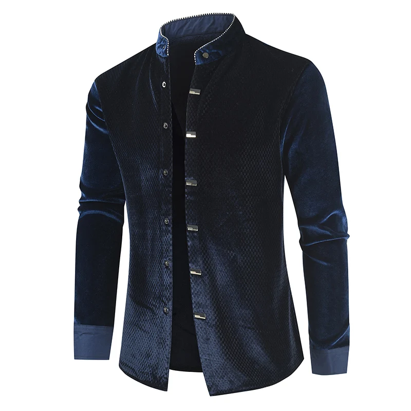 2024 New  Men\'s Long Sleeve Button Shirt  Top Korean Fashion Men\'s Street Dress Personality Luxury T-shirt