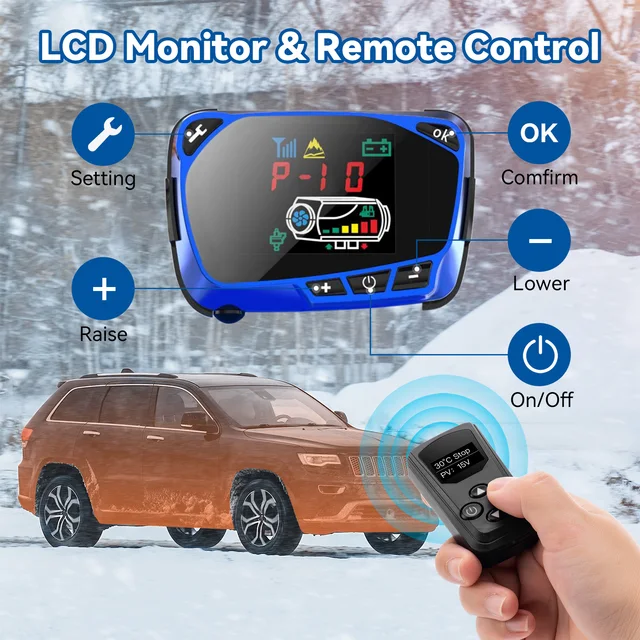 Riscaldatore Ad Aria Diesel 12V Da 2KW/5KW/8KW Con Telecomando LCD - Per Camion, Barche E Auto