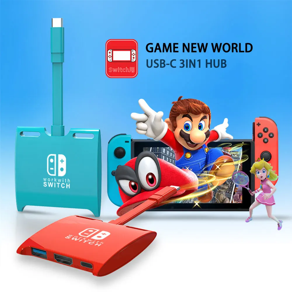Interruptor Doca de tv para Nintendo Switch Hub Docking Station Portátil Usb c para 4k Hdmi-compatível com Usb 3.0 Hub para Macbook Pro