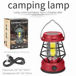 Eco - Friendly Dimmable LED Lantern - Rechargeable Solar Outdoor Hanging Light for Camping, Emergency, and Garden Decor (Y23T(RED))