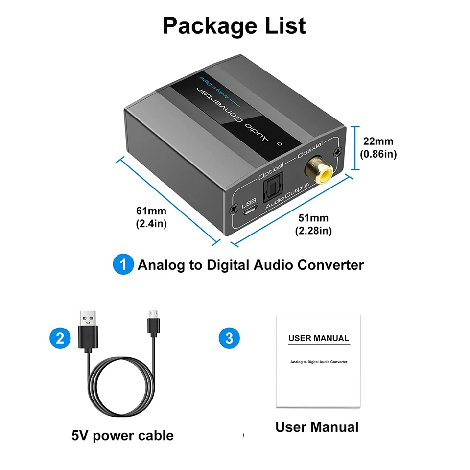 96KHz Ƴα-   RCA 3.5mm  ׷- Toslink SPDIF  ̺  A-D, TV PS3 