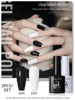 2 PZ/SET 7.3ML Nero Bianco Colori Gel Smalto per unghie Soak Off UV LED Gel Nail Art Design FAI DA TE Vernici Semi Permanenti Manciure 1