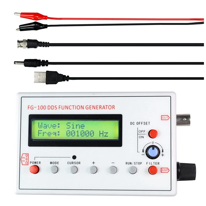 New-A47Q-FG-100 DDS Function Signal Generator Frequency Counter 1Hz-500Khz Sine Frequency With BNC Cable