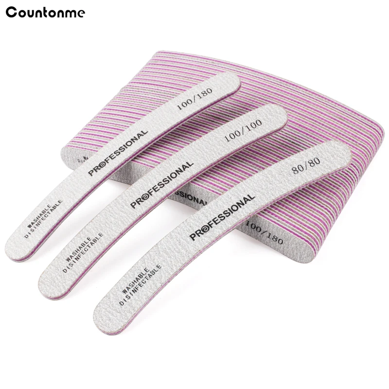 

5Pcs/Lot Professional Nail Art Files 100/180 Banana Design Curved Buffer 80/80 100/100 Manicure Tools Set Pedicure Supply