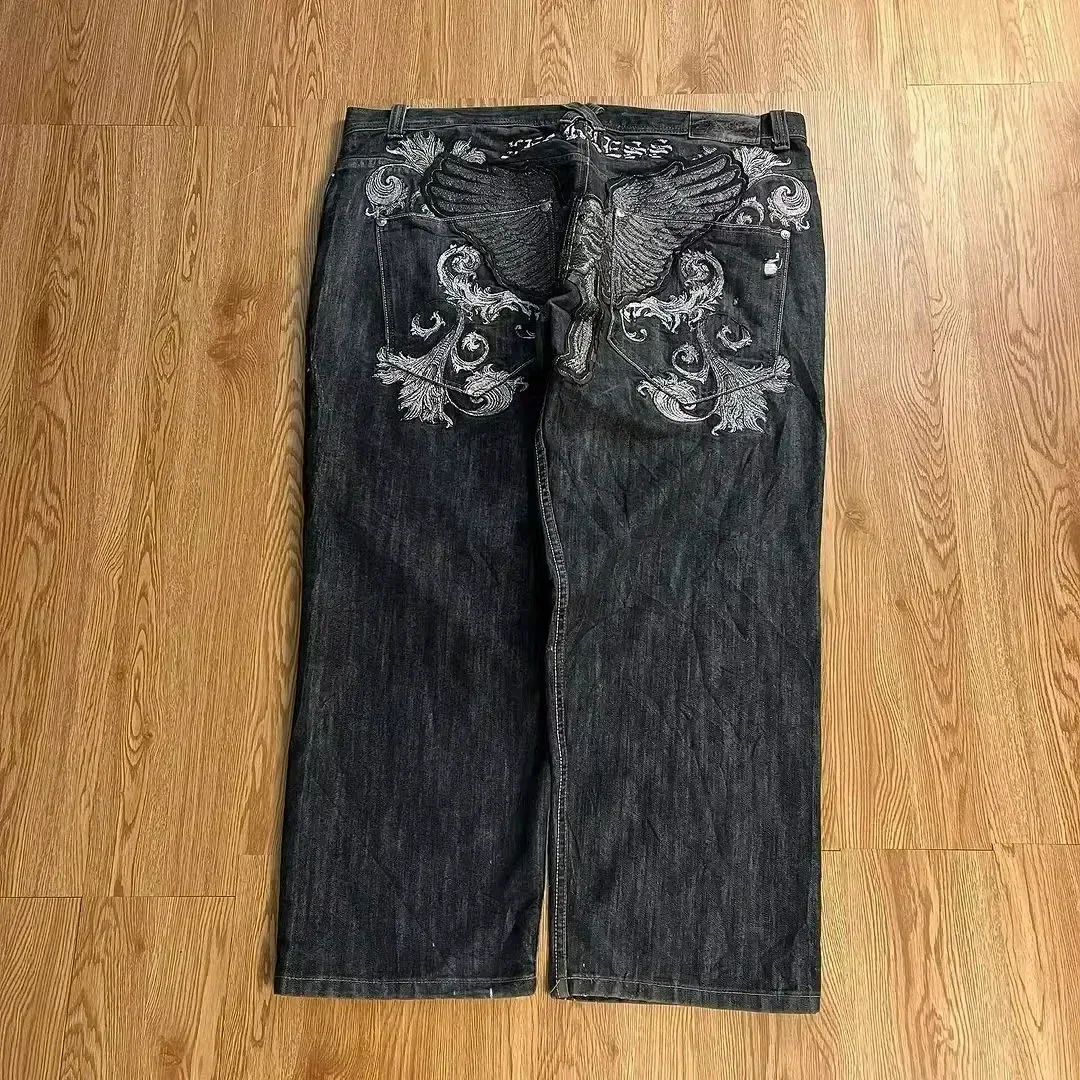2000s Oversized Couple Jeans American New Fashion Embroidered Loose Jeans Men And Women Street Casual Floor Mopping Pants 4