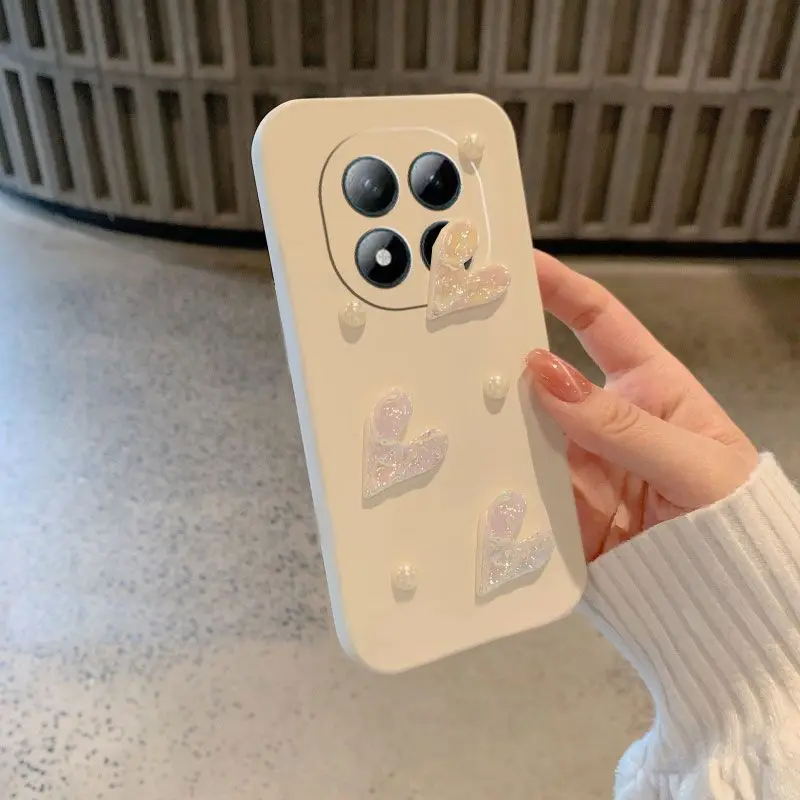 Laser Love Heart Pearls Soft Silicone TPU Phone Case