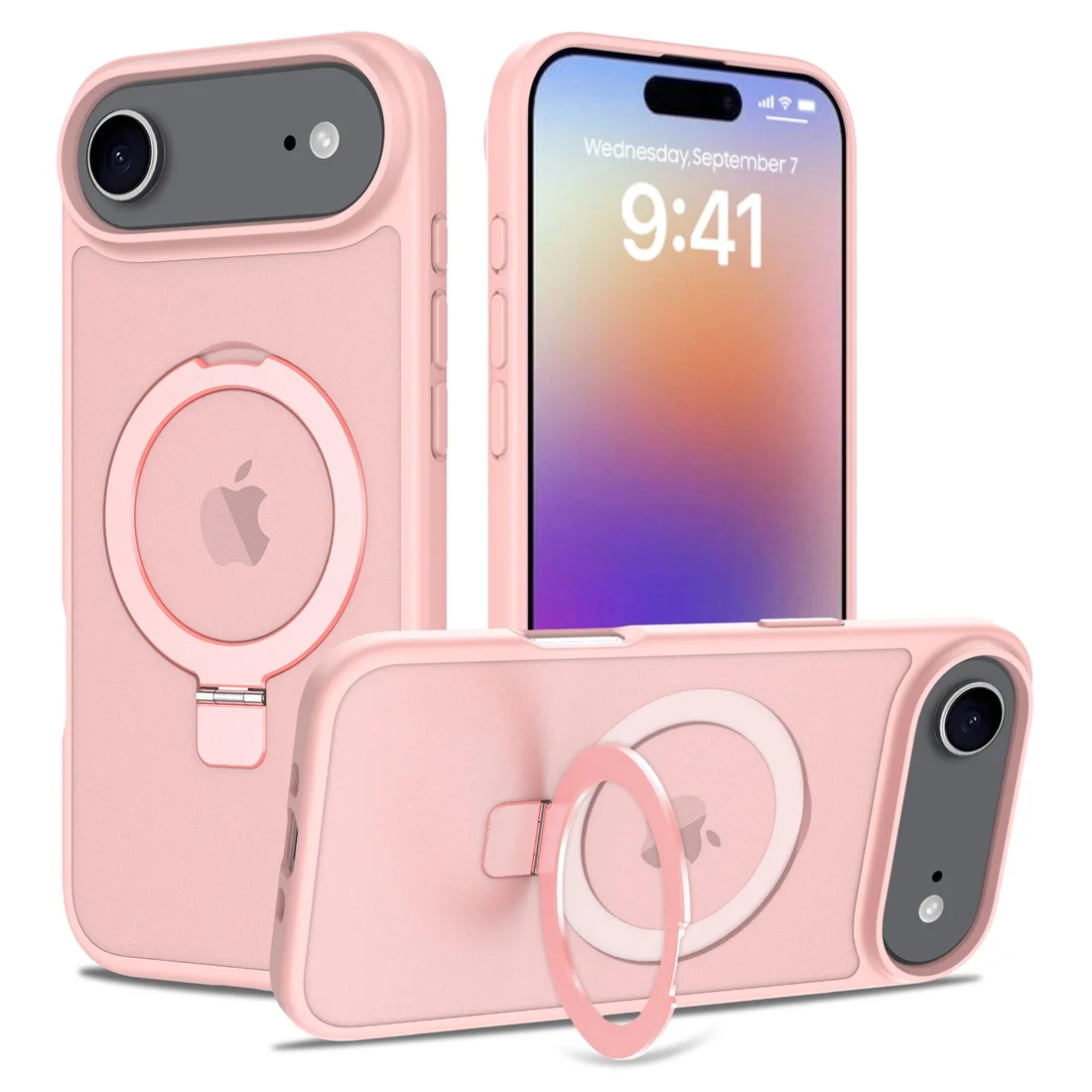 Per iPhone 17 Air 2025 Cover per telefono con cavalletto integrato, compatibile con la custodia per telefono opaca traslucida sottile antiurto MagSafe