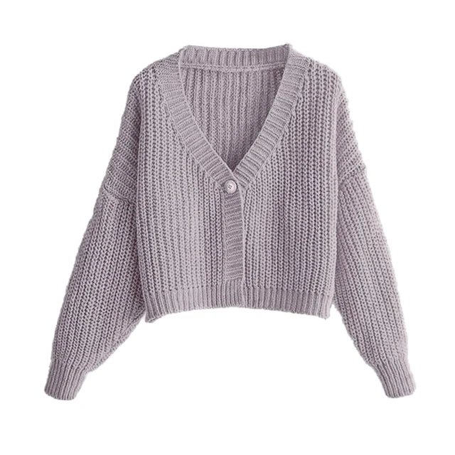 Women Autumn Winter Loose Sweater Cardigan Chunky Knitted Comfy Long Sleeve Button  Front Solid Color Cropped Jacket Coat - Cardigan - AliExpress