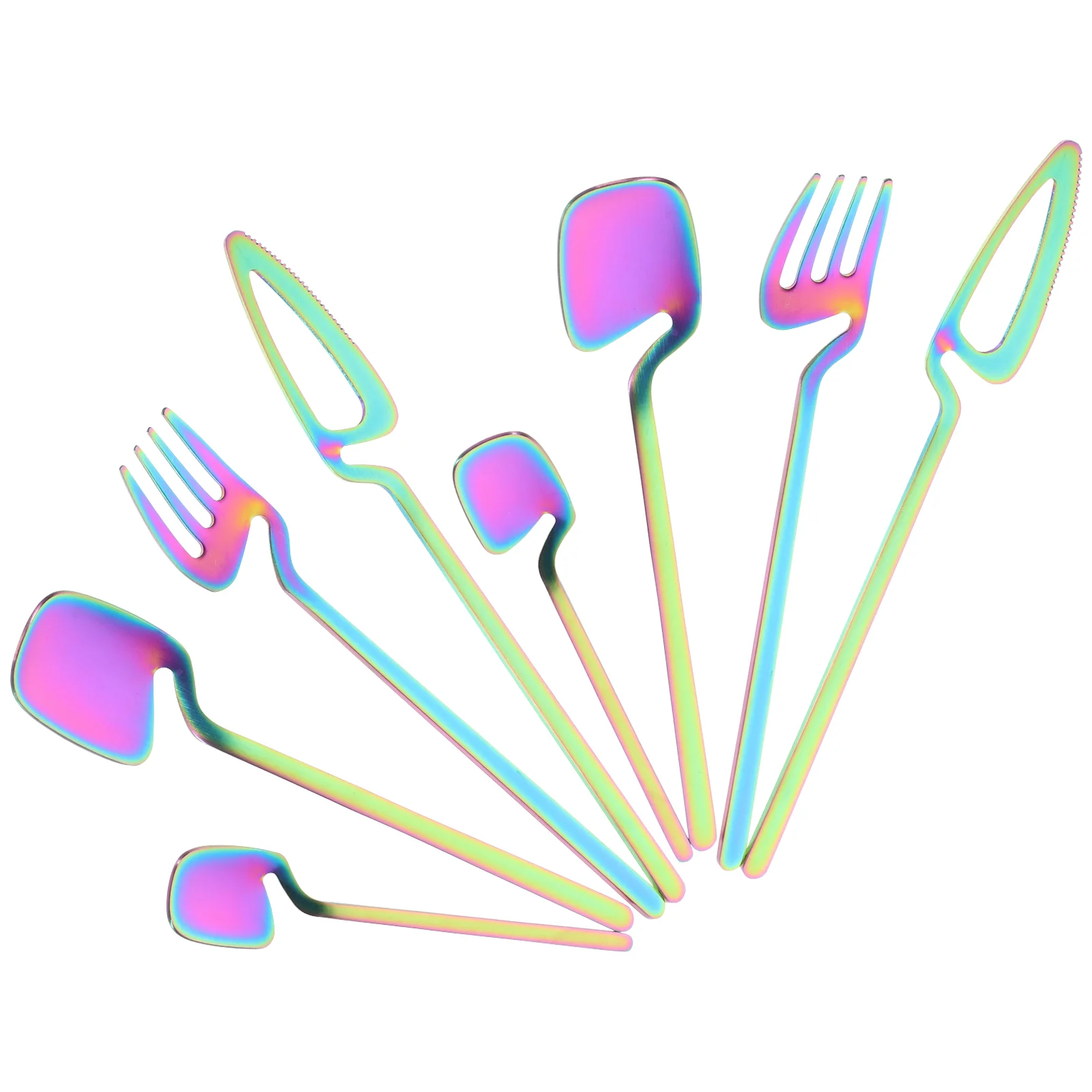 

2 Sets Dessert Spoons Cake Fruit Fork Stainless Steel Coffee Spoons Serving Forks for Home Restaurant