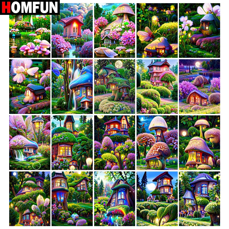 

Алмазная живопись HOMFUN, вышивка крестиком, «пейзажи, замки, цветы», 5D алмазная вышивка «сделай сам», квадратная/круглая искусственная картина