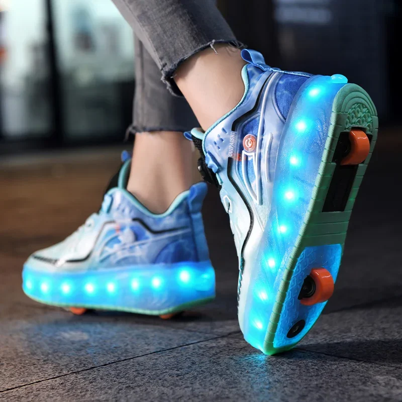 YongerYong Roller Skates Shoes With 4 Wheels And LED Strips For
