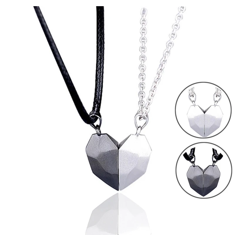 Couple Magnetic Heart Bracelet Matching Distance Faceted Charm Detachable  Gifts