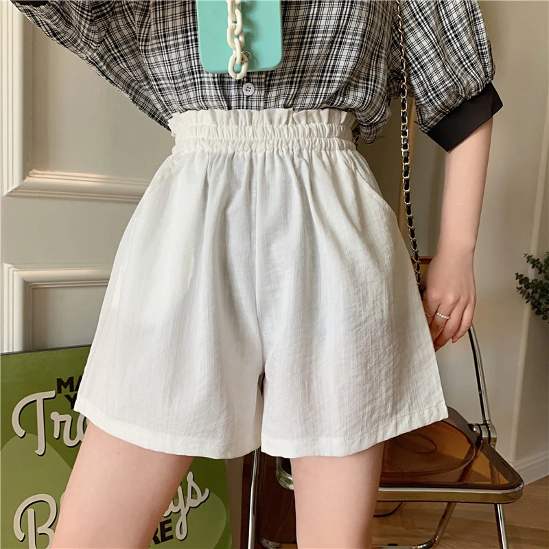 online clothes shopping Yoni Simple Loose Shorts Women Pants Spring High Waist Casual Cotton Solid Shorts Female Trendy Streetwear Elastic Wide Leg Pant mom shorts