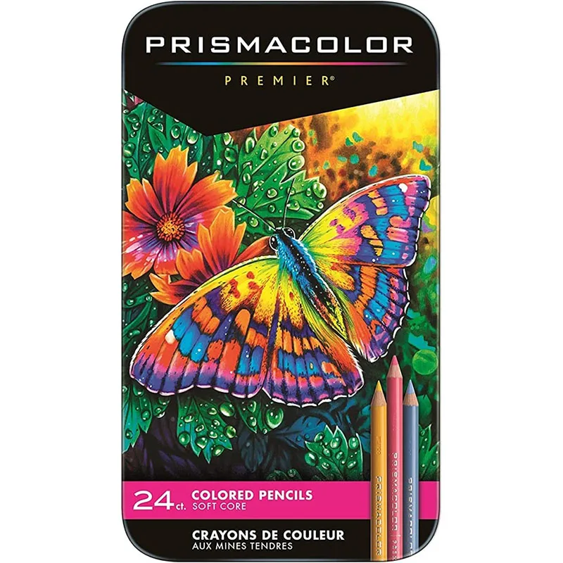 Prismacolor 프리미어 전문 컬러 연필, 소프트 코어, 초보자 및 숙련 아티스트용 드로잉 연필 세트, 24 팩