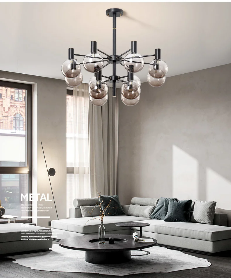 Modern Luxury Living Room LED Chandelier Simple Modern Home Dining Room Bedroom Lamp Nordic Novelty Cafe Chandelier Ceiling globe chandelier