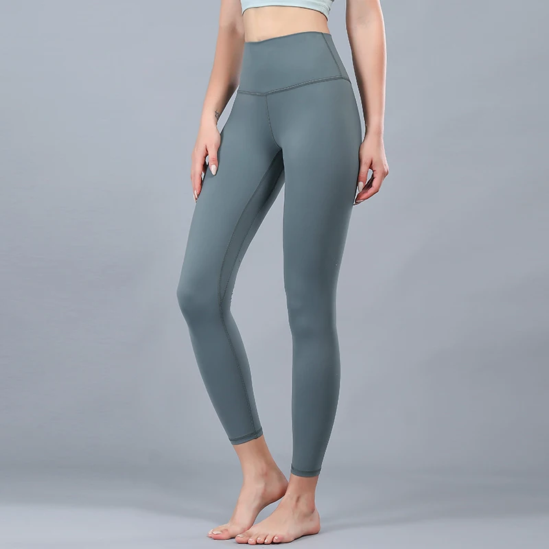 

2023 Yoga Pants Women's Seamless Super Elastic Nude Peach Hip Fitness High Waist Wicking Training Tight Trousers