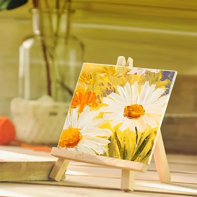 10pcs Adjustable Mini Wooden Easels - Triangle Display Stands for Canvas Art, Crafts & Drawing - 4