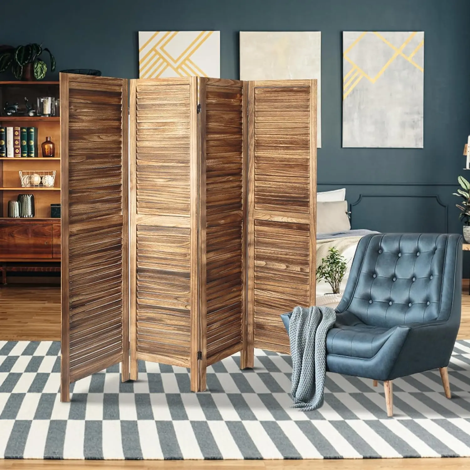 Room Divider, 4 Panel Room Dividers and Folding Privacy Screens, Freestanding Partition Divider Wall, Folding