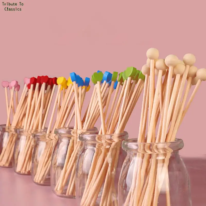 100pcs Candy Sticks with Ball Wooden Lollipops Sucker Cake Ball Sticks Decoration Wooden Cupcake Cake Toppers
