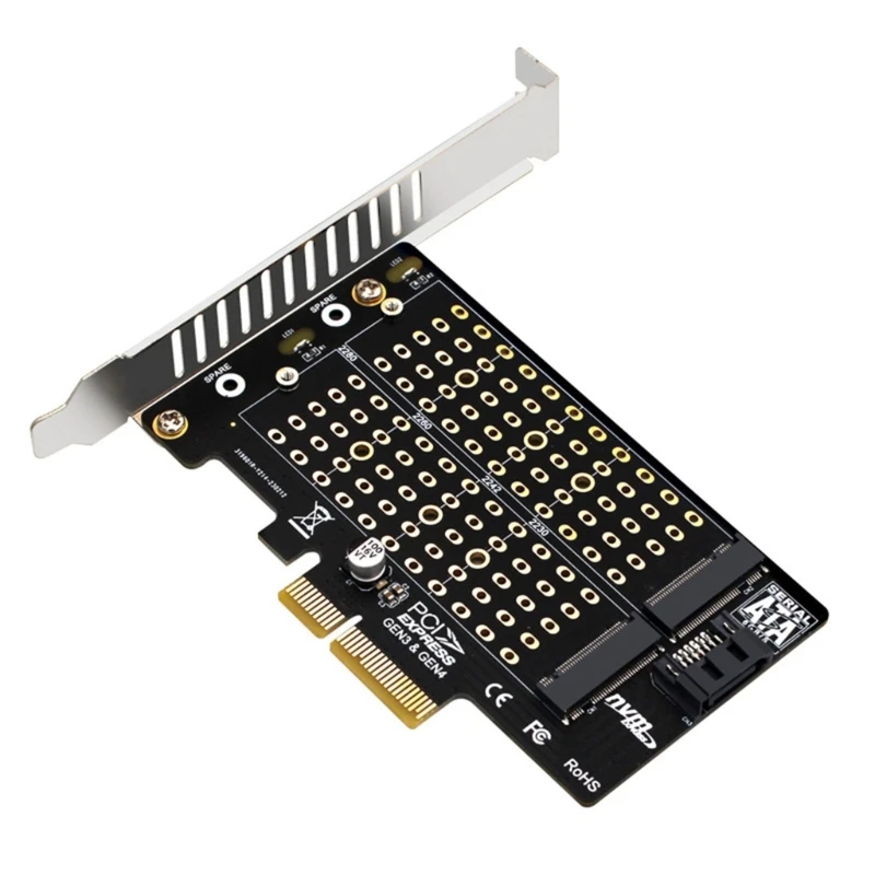 

Плата расширения. 2 NVMe SSD на PCIE адаптер с двумя отсеками поддержка PCIEX4 X8 X16 m2 SSD 2242/2230/22602280 B36A