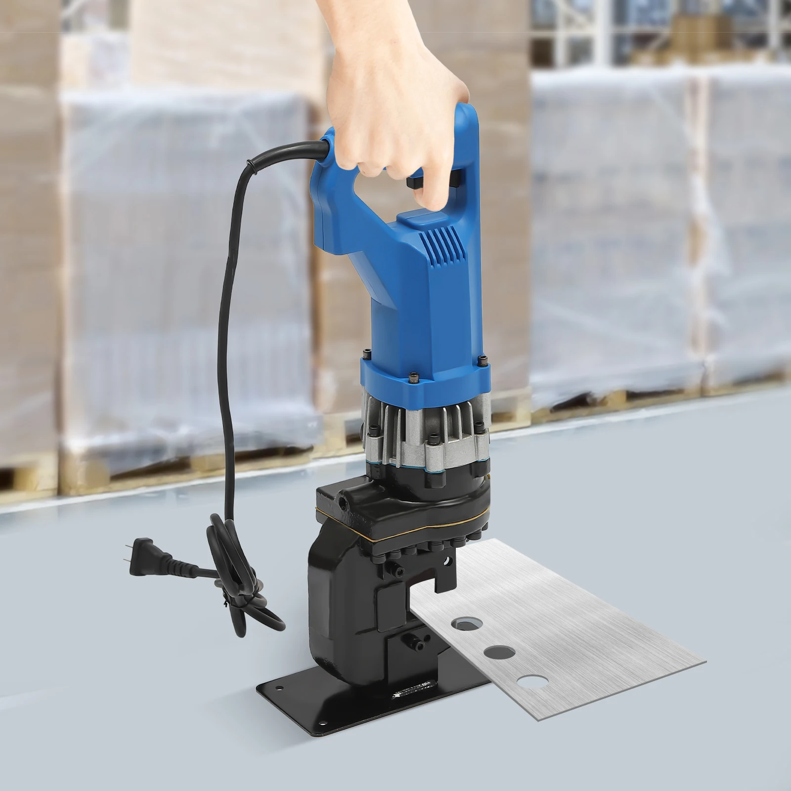 1800W Punching Machine Electric Hydraulic Metal Hole Puncher 5 Set Dies for Iron Copper Aluminum Plate Angle Steel 4