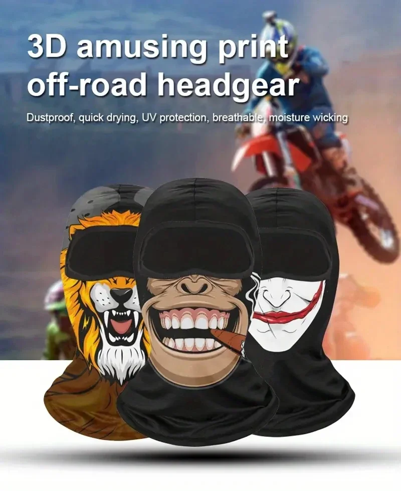 Fahrradmaske Totenkopf Schnelltrocknende Sonnenschutz-Sturmhaube Herren Motorrad Elastische Helm-Unterziehmaske Geister-Vollgesichtsmaske Winddichte Kopfbedeckung – Detail 1