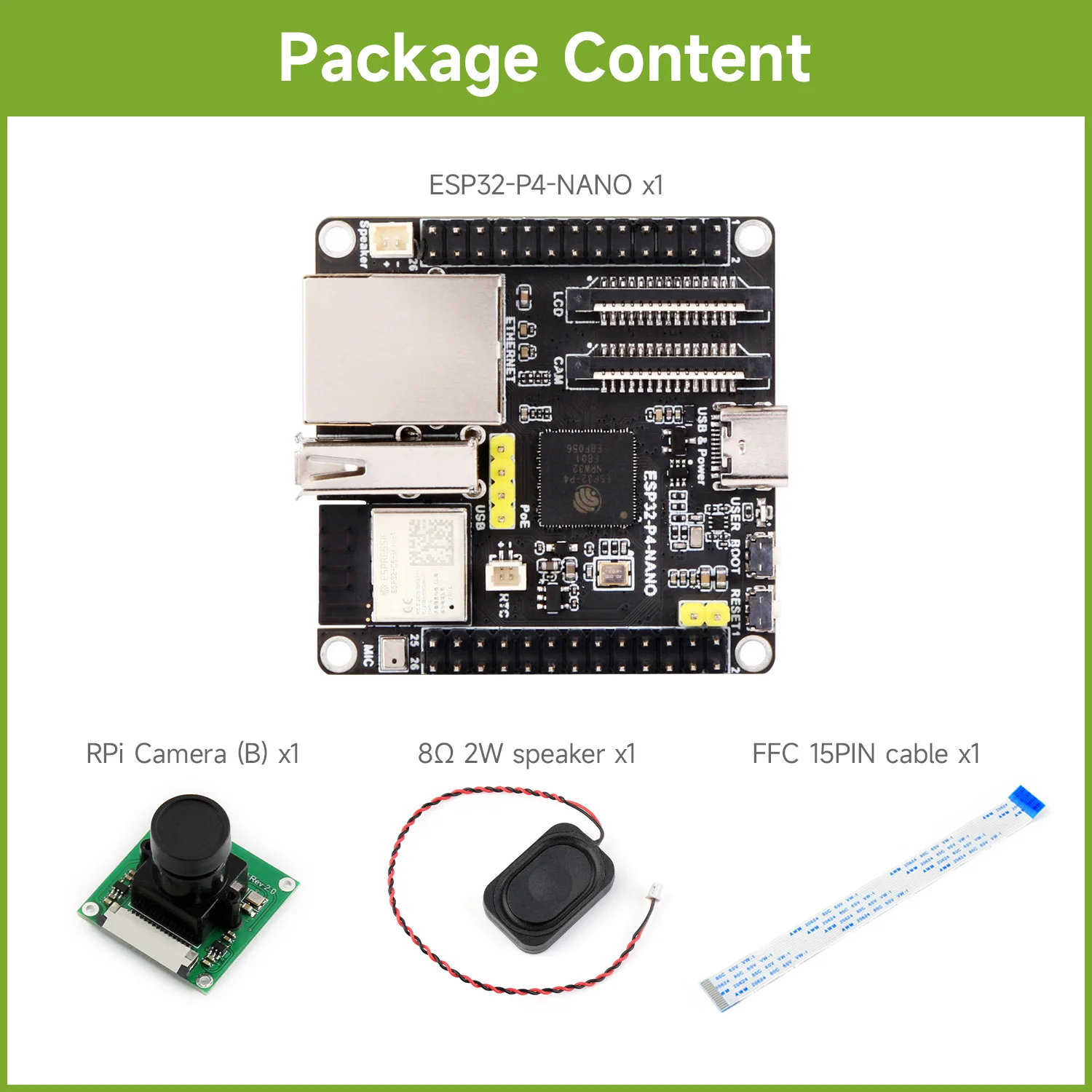 ตัวเลือกสินค้า ESP32-P4-NANO อัจฉริยะครบเครื่อง Wi-Fi6/Bluetooth5 RISC-V MCU