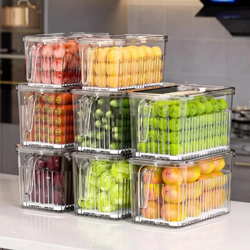 Luxury Sealed Lid Refrigerator Storage Boxr Light Luxury Large Capacity Sealed Refrigerator Cooler 5