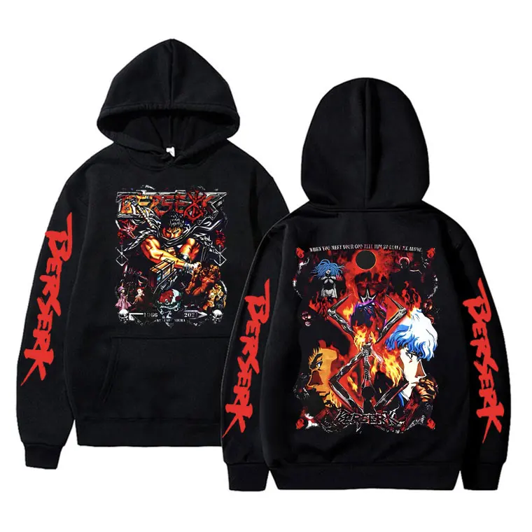 

Japanese Anime Berserk Guts Graphic Print Hoodie Male Fashion Vintage Gothic Hoodies Men Women Manga Casual Oversize Sweatshirts