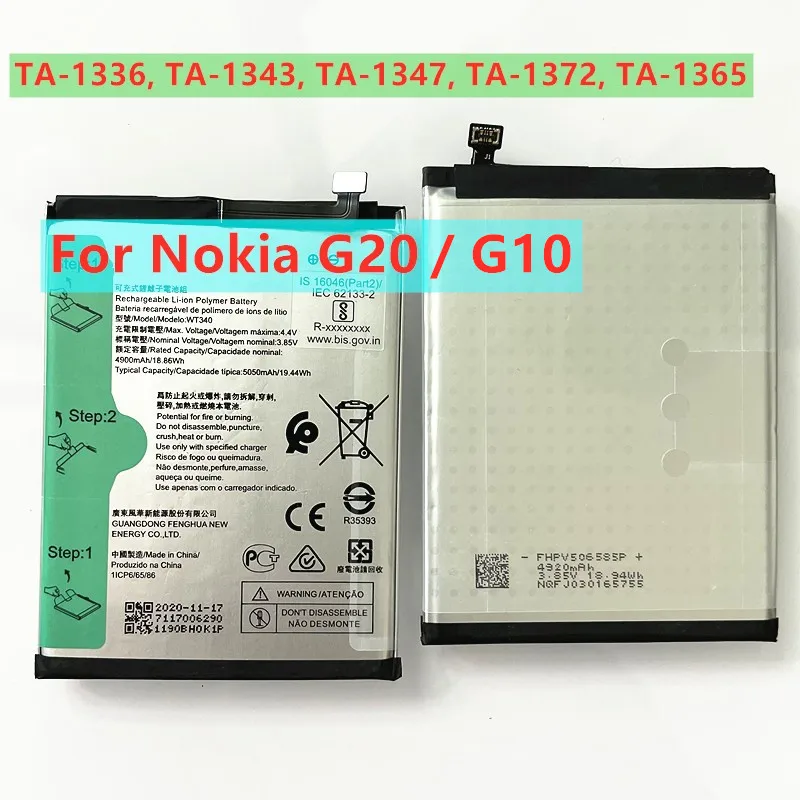 Nuovo Batteria WT340 per Nokia G10 TA-1338 TA-1351 TA-1334 6.5 5050mAh G20