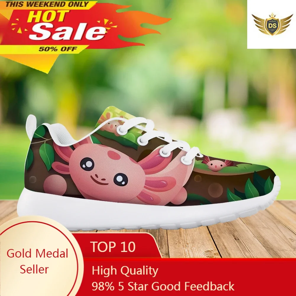 Axolotl Animal Print Children Shoe Pet Pattern Antislip Round Toe Mesh Sneaker Fashion High Quality Breathable Кроссовки Женские