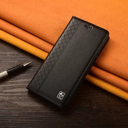 Napa Grid Genuine Leather Phone Case Cover for Cubot X70 (Black)