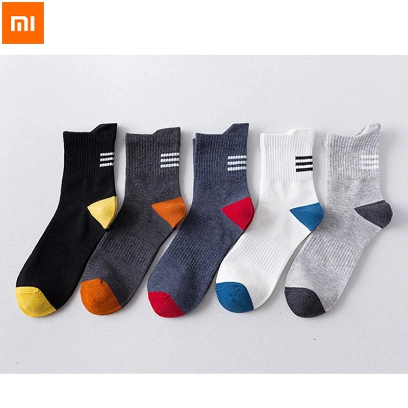

Носки Xiaomi мужские хлопковые воздухопроницаемые, короткие впитывающие пот, черные, 5 пар, размеры 39-44