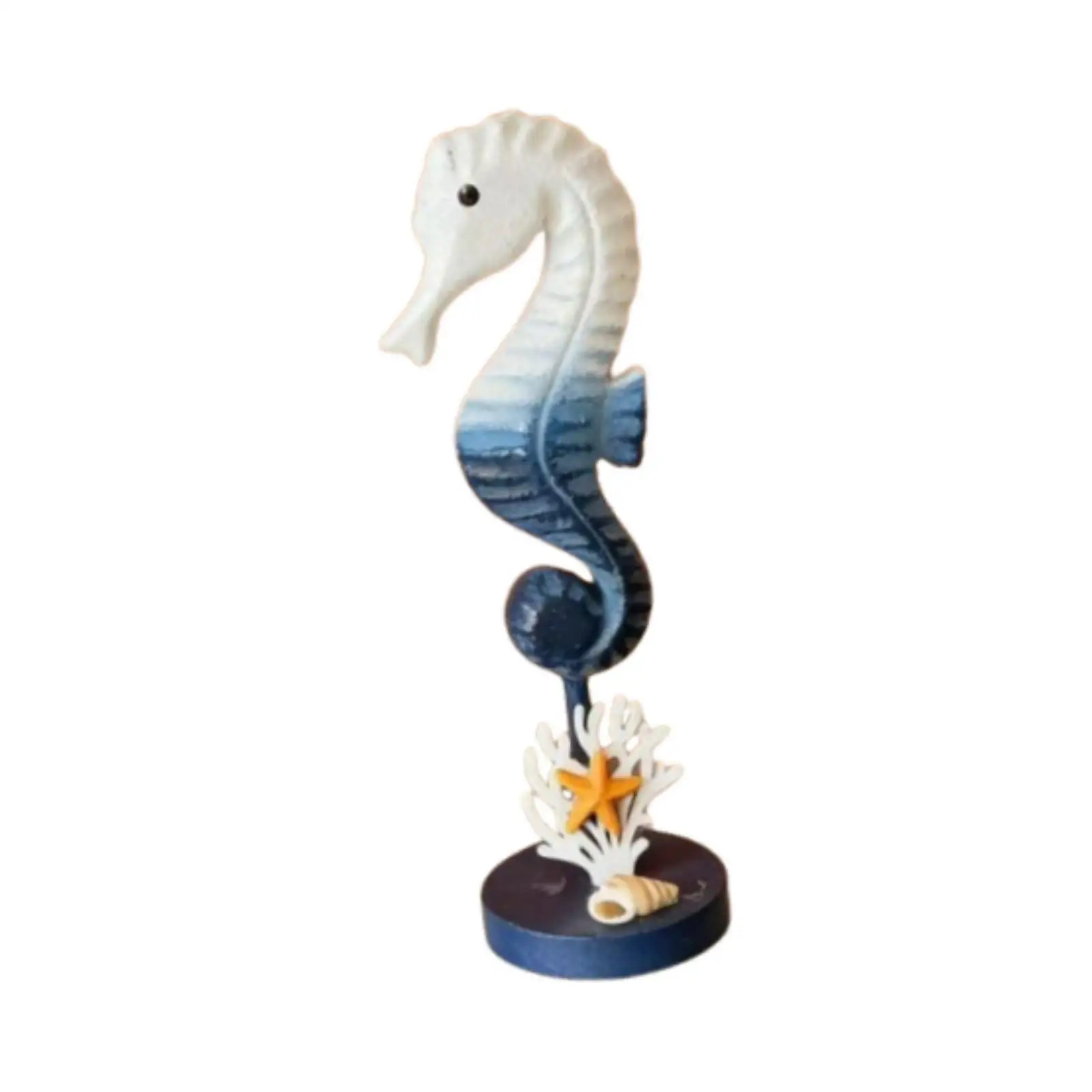 Beach Themed Seahorse Pendant Luxury Decorative Figurines Wooden Nautical Sculpture Sea Room Decor for Home Office