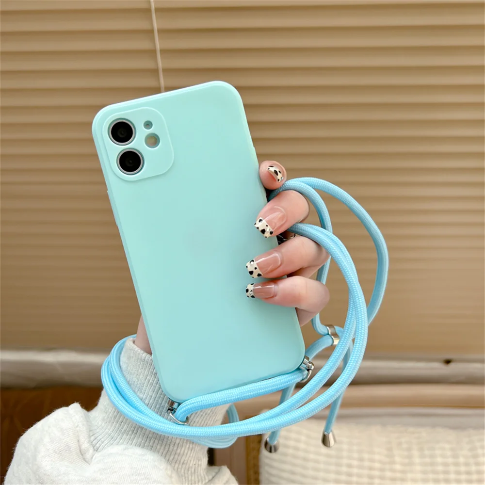 Crossbody Necklace Strap Lanyard Soft Silicone Phone Cases For iPhone 11 12 13 Pro Max XS X XR 7 8 6 6S Plus SE 2020 Case Cover best case for iphone 12 pro max