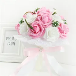 Elegant Royal Blue Artificial Bridal Bouquet (White pink)