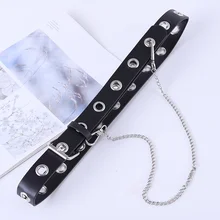 

Punk style chain belt women's fashion leisure hollow out eye decoration jeans pin buckle belt women