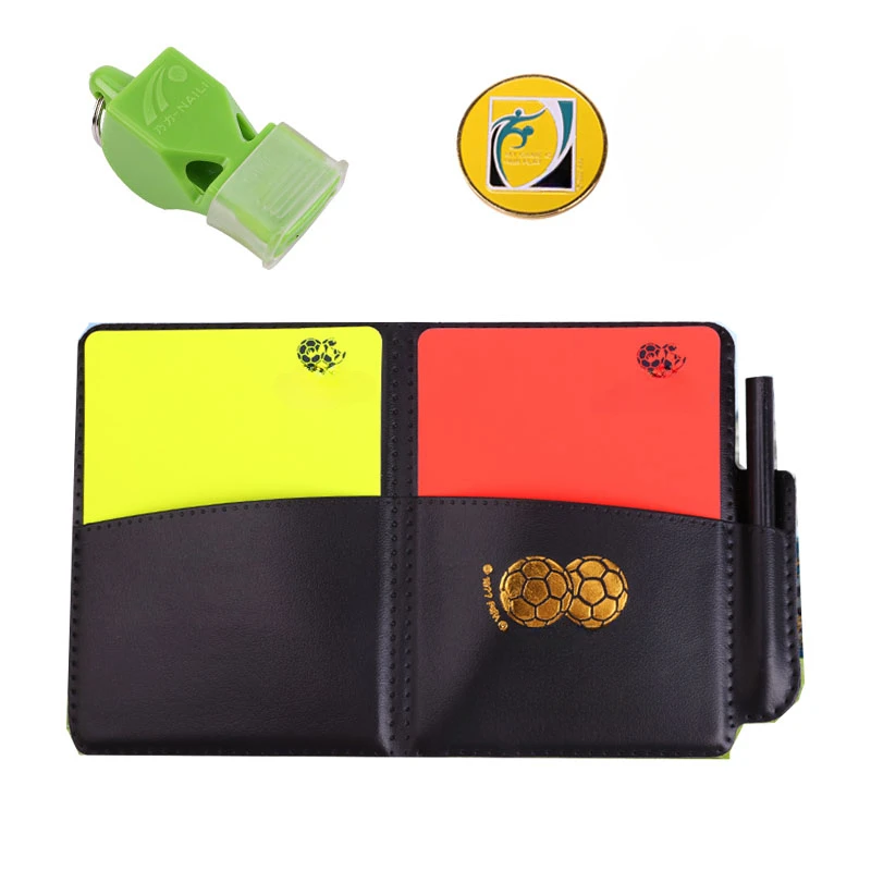 

Referee Whistle Soccer Football Red Yellow Cards with Pen Professional Referee Notebook Warning Card Scheidsrechter Fluitje