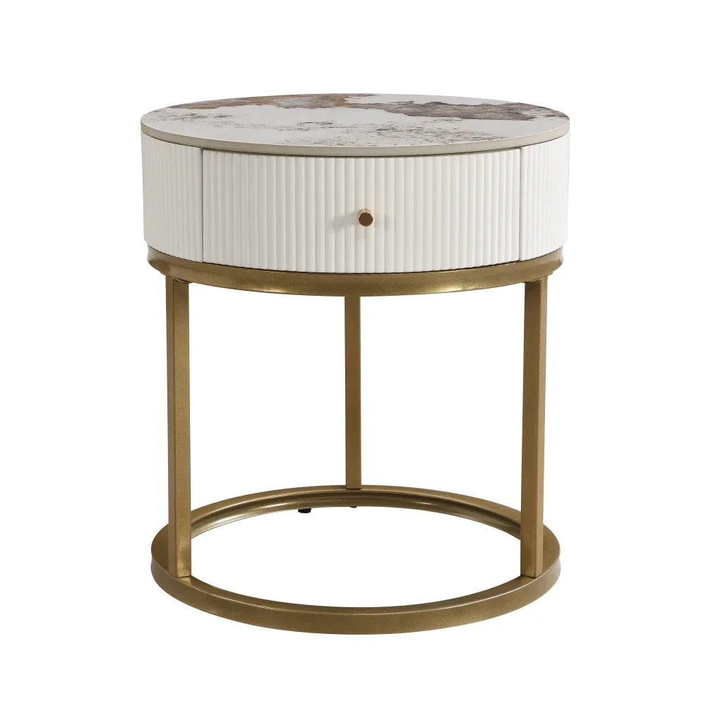 Marble Round Storage Nightstand 3