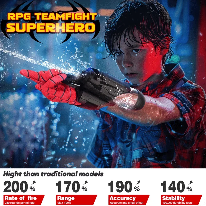 2024 Popular Cosplay Spider Wrist Press Electric Launcher Burst Water Gun Children's Wearable Arm Toy Outdoor Party Props Gifts 2