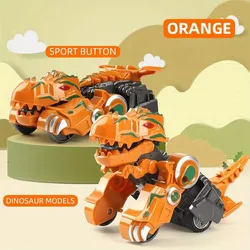 Friction - Powered Transforming Dinosaur Car Toy for Kids (Orange)