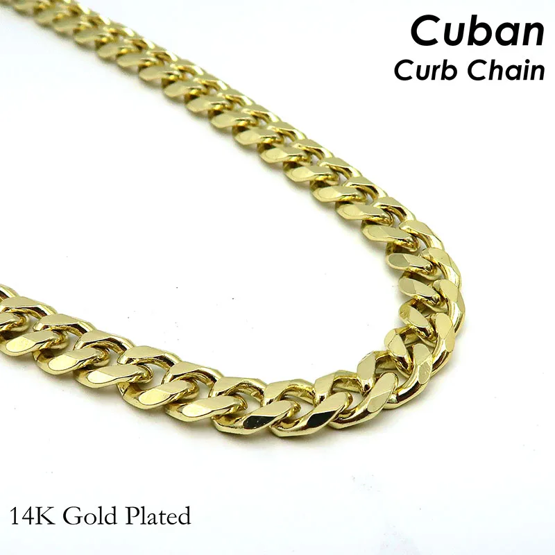 10 Pieces Cuban Link Chain for Men Women 8mm Bronze Copper Gold