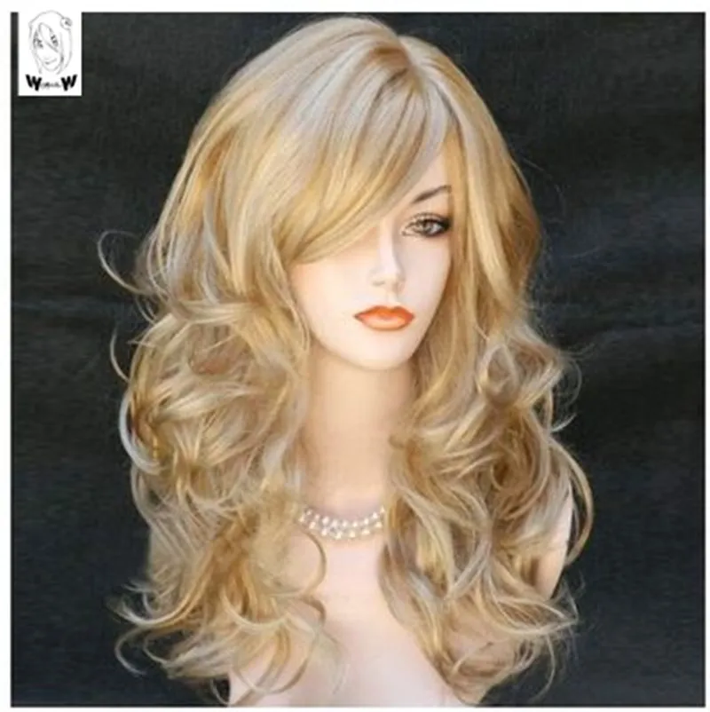 

WHIMSICAL W Long Wavy Mix Blonde Wigs Natural Heat Resistant Hair Synthetic Wig for Women