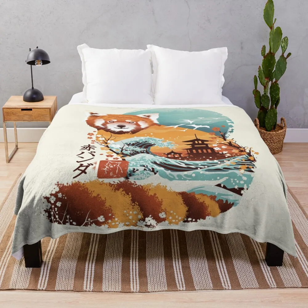 

Ukiyo e Red Panda Throw Blanket Soft Plaid Hairys Summer for winter Kid'S Blankets