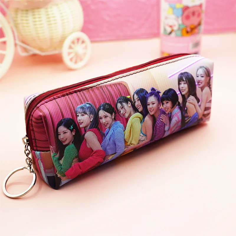 

KPOP Stray Kids IVE TWICE PU Pencil Case Pencil Box Changbin Hyunjin Han Felix for Teens Girls Adults Student Stationery Bags