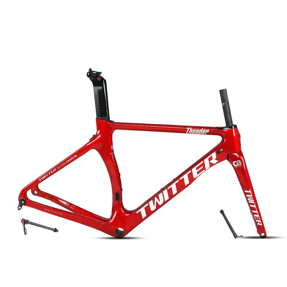

TWITTER ThunderT800 carbon fiber road bike frame thru axle 142*12mm disc brake 700*25C carbon frame twitter46cm 48cm50cm52cm54cm
