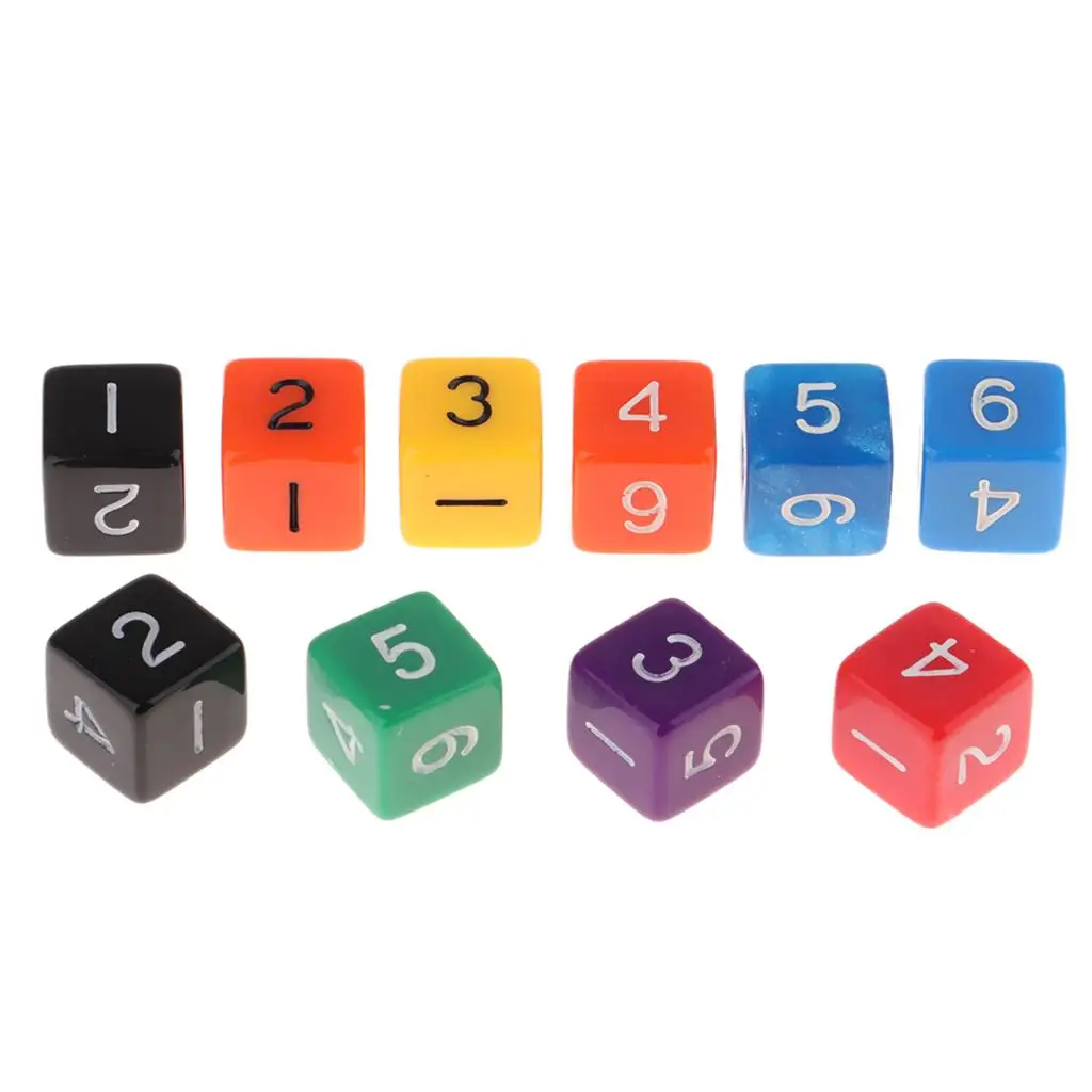 

Набор акриловых игральных костей, 10 шт., 6-сторонние кости 1-6 для настольных игр, Детские многоцветные математические практики