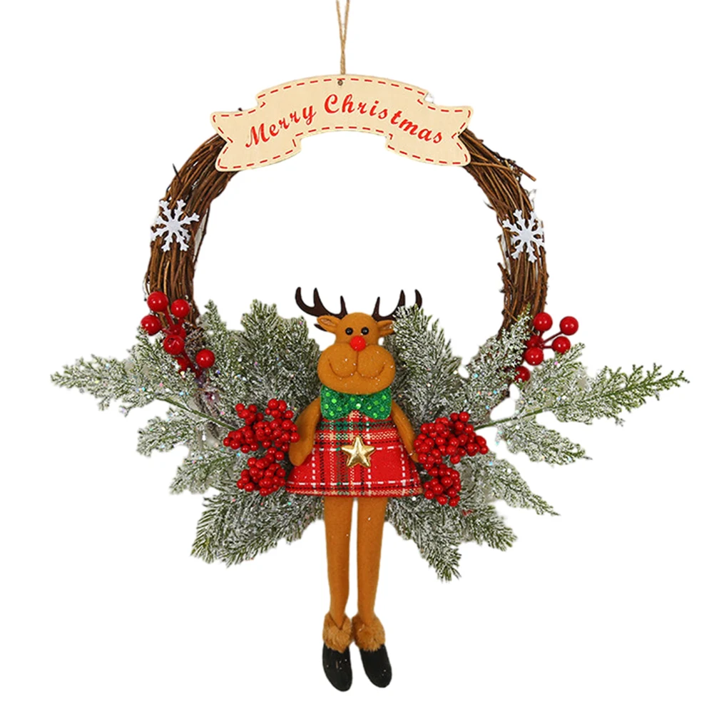 Christmas Wooden Hanging Garland Multifunctional Holiday Art Wreath with Bowknot Festival Theme for Holiday Indoor Outdoor Decor