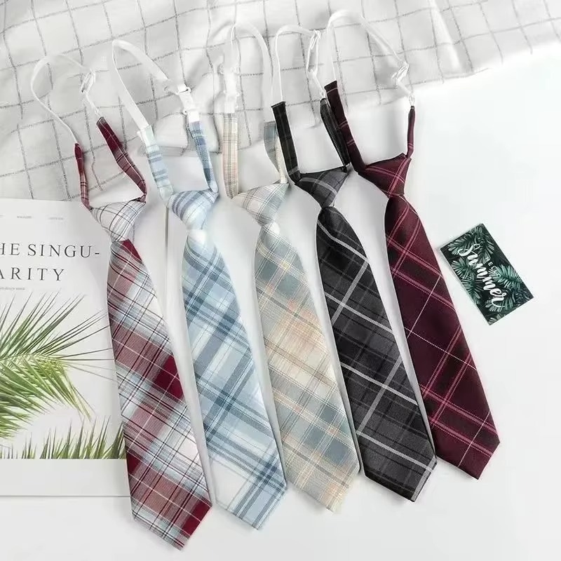 JK Uniform Plaid Adjustable Shirt Necktie Women Men College Style Sweet Detachable Collars Neck Ties Dressing Accessories Gifts